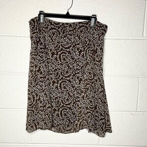 < Vintage Y2K George White and Brown Floral A-Line Skirt >